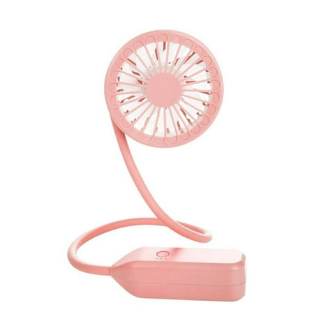 

USB Portable Fan Cold Fan Hands Free Neck Fan Hanging Rechargeable Sports Fan 3-Speed Adjustable Neck Single Fan(Pink)