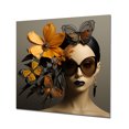 thumbnail image 2 of Designart "Golden Luxe butterfly woman portriat In Yellow and Black"Dior Metal Wall Art Yellow Glam Living Room Wall Art, 2 of 6