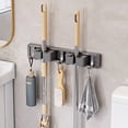 thumbnail image 4 of Mop & Broom Holder, Wall Mount Mop and Broom Hanger with 2 Slots and 3 Hooks, Anti-Slip Broom Hanger for Kitchen Organization, Easy Install Tool Organizer for Closet, Garage, 4 of 4
