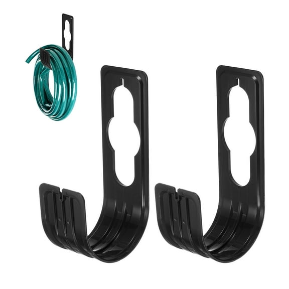 2-Pack Garden Hose Hanger, ABS Plastic Water Hose Holder Wall Mount for Hoses Storage [Black]