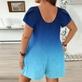 thumbnail image 4 of Qiopertar Plus Size Jumpsuit for Women Casual Loose Puff Sleeve Romper Gradient Print with Pockets Summer Beach Vacation Oversized Shorts, Light Blue M, 4 of 5