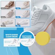 White Shoe Cleaner Cream, Multipurpose Clean Cream For Shoes, No-Wash Solid with Sponge Removes Stains, Waterless Cleaning with Sponge, for Leather Silicone