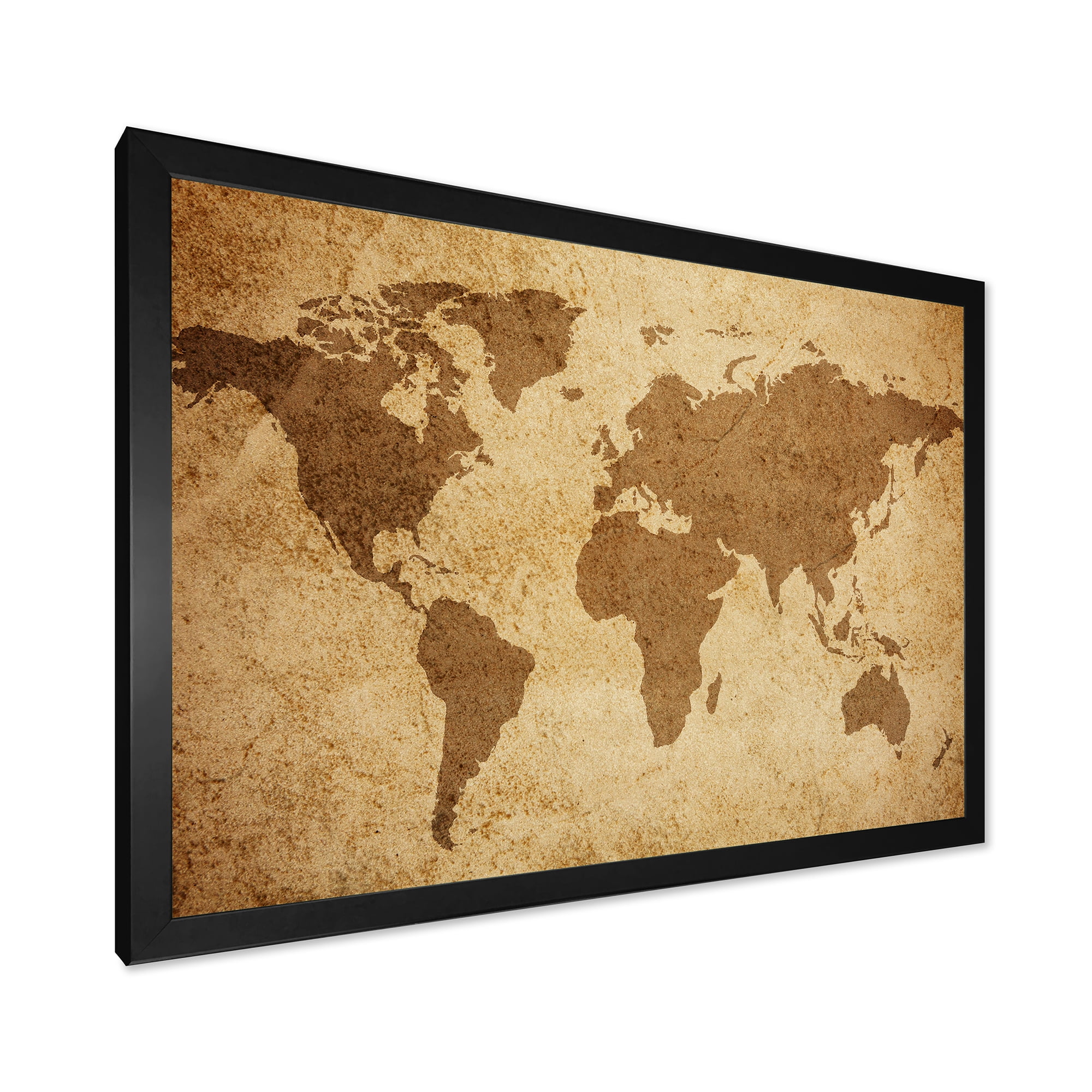 Designart 'Ancient World Map V' Vintage Framed Art Print