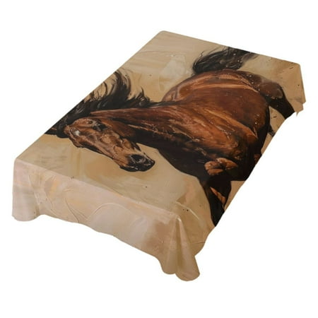 

JSTEL Running Horse Table Cloth Rectangle 60 x 108 Inch Tablecloth Anti Wrinkle Table Cover for Dining Kitchen Parties