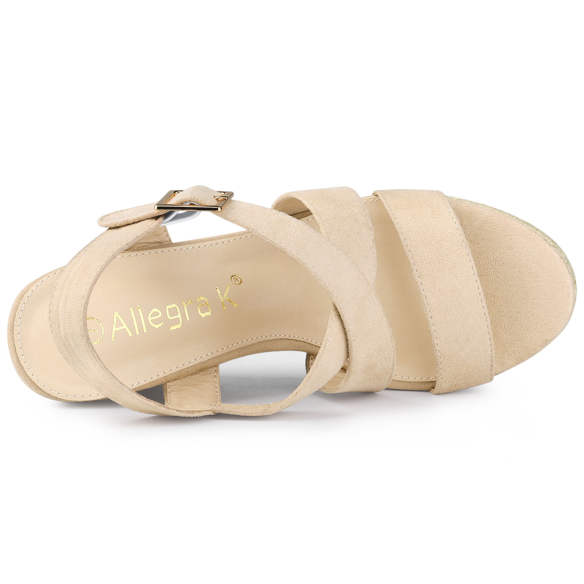 DARING DIVA Women's Stylish Espadrilles Platform Slingback Wedges Sandals Beige 10