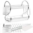 thumbnail image 3 of Dish Drying Rack Stainless Steel Dish Drainers Over The Sink Multi-Functional Dish Rack for Kitchen Countertop with Removable Drying Drainboard Chopsticks Knives Cutting Board Holder (2-Tier), 3 of 8