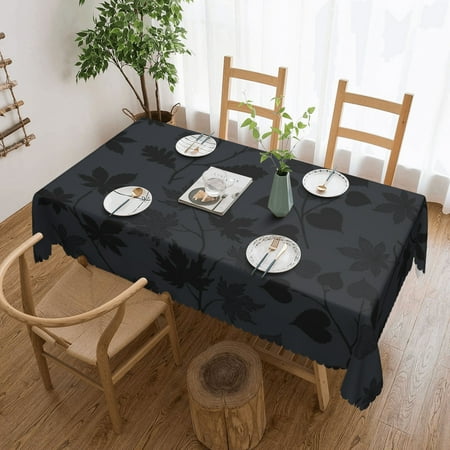 

Tablecloth Black And White Leaves Pattern Table Cloth For Rectangle Tables Waterproof Resistant Picnic Table Covers For Kitchen Dining/Party(54x72in)