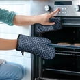 thumbnail image 2 of Navy Blue and White Geometric Pattern Kitchen Oven Mitt and Pot Holder Sets 2 Pcs for Baking, Cooking and Grilling, Heat Resistant Up To 392 °F, 2 of 7