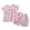 Pink., variant on HBGVBA Toddler Girl's Print Set,2 Piece Casual Shorts Outfit,6 Month-6 Years Short Sleeve Floral Print Bow Muslin Shorts Set