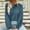 Blue, variant on Women's 2025 Fall Casual Puff Long Sleeve Waffle Knit Pullover Tops Trendy Backless Crewneck Loose Tshirt Blouses