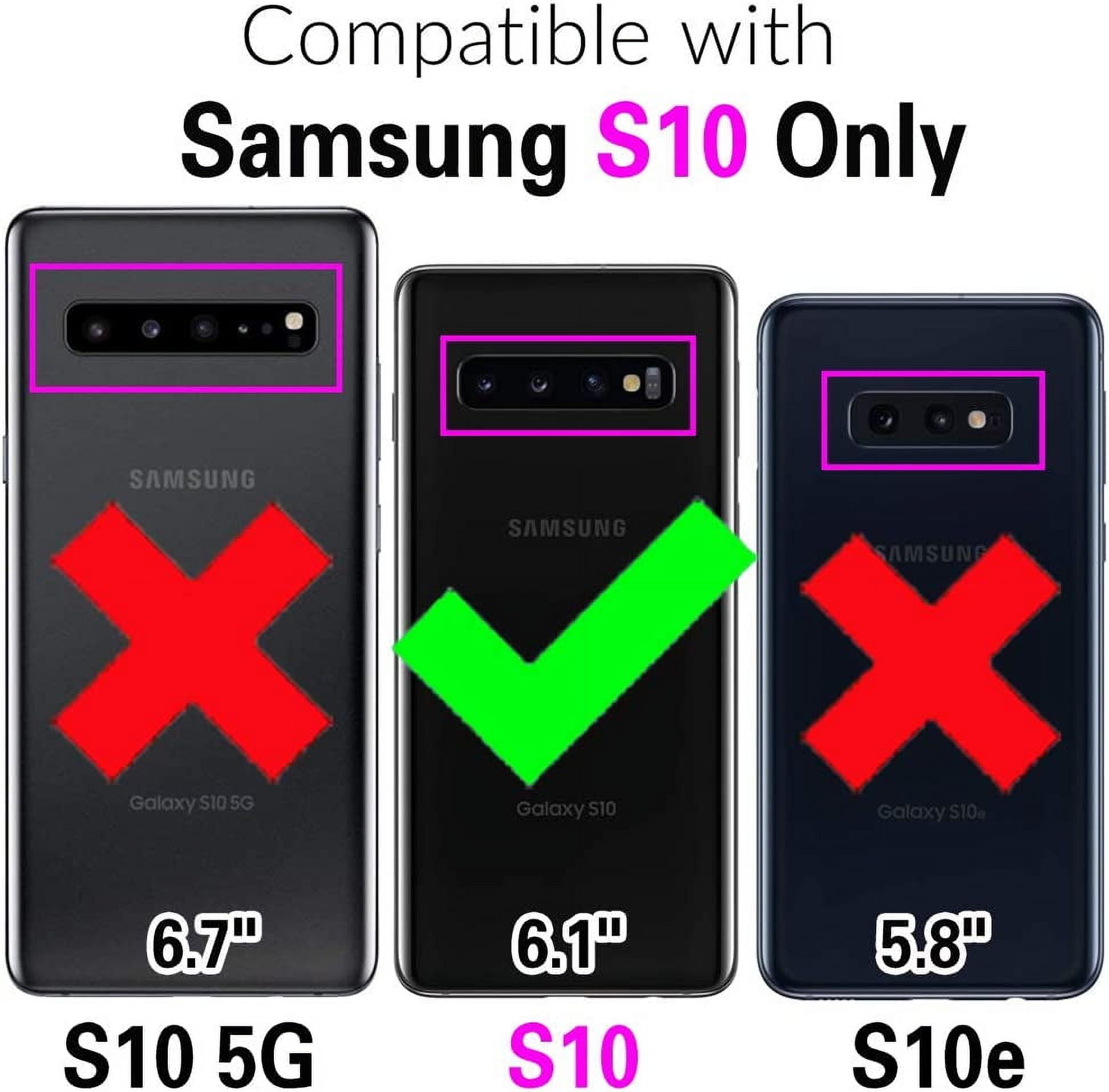 Phone Case for Samsung Galaxy S10 Zipper Wallet Cover with Tempered Glass Screen Protector and Leather Flip RFID Blocking Credit Cash Card Holder Cell S 10 Edge 10S GS10 X10 Women Girls Purple