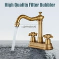 thumbnail image 2 of 4 Inch Centerset Bathroom Sink Faucet Vintage 2 Cross Handles Mixer Tap Basin Vanity Lavatory Utility for Sink 3 Hole Include Water Hose Pop Up Drain with Metal Cover Antique Brass, 2 of 6