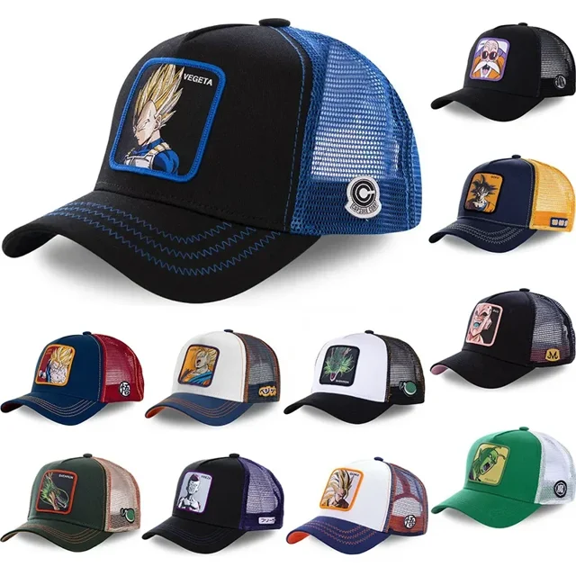 Gorras de dibujos animados de Anime de Dragon Ball para niño y niña, sombrero de ocio, sombrilla, Buu, Vegeta, Goku, gorra de béisbol, figuras de acción, juguetes, regalo de cumpleaños