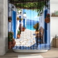 thumbnail image 2 of Joocen Mediterranean Villa Scene Polyester Shower Curtain For Home Bathroom Bath Tub Decoration 72x72 inch, 2 of 5