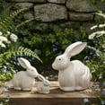thumbnail image 1 of 3 Pcs Wooden Easter Rabbit Sculpture with Lifelike Detailing for Vintage Home Decor, Garden Accents, Rustic Gift Giving and Spring Tabletop Display A(White), 1 of 5