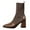 Brown 2, variant on Wensltd Mid Calf Boots for Women Pointy Toe Versatile Solid Color Autumn Winter Trendy Chunky Heel Boots​