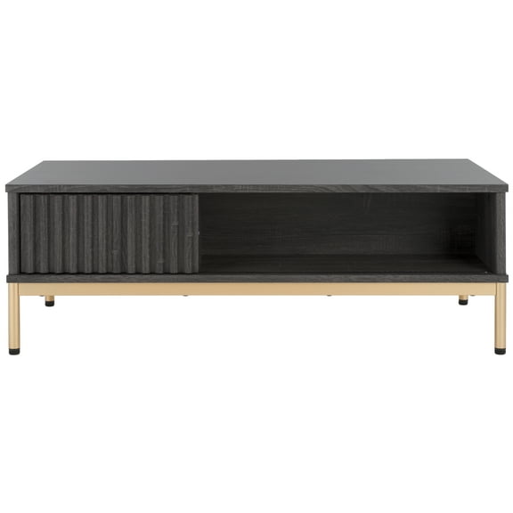SAFAVIEH Lylia 2 Door Coffee Table, Distressed Black/Gold (43.7 in. W x 21.5 in. D x 15.4 in. H)