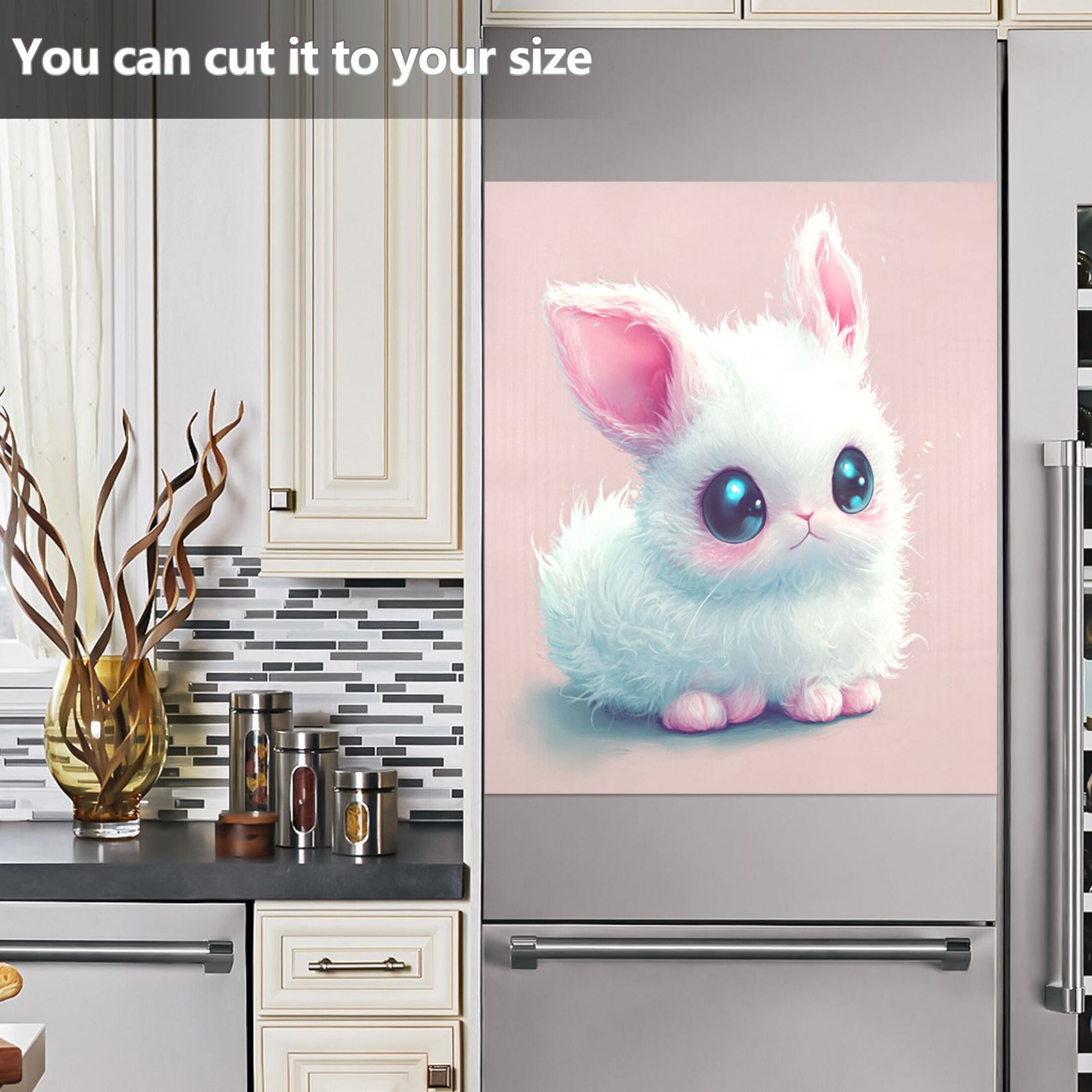 Dishwasher Magnetic Sticker 23x26 Inch Refrigerator Magnetic Sticker Washing Machine Magnetic Sticker Kitchen Panel Magnetic Sticker Home Decor Cute Pink Eared Bunny