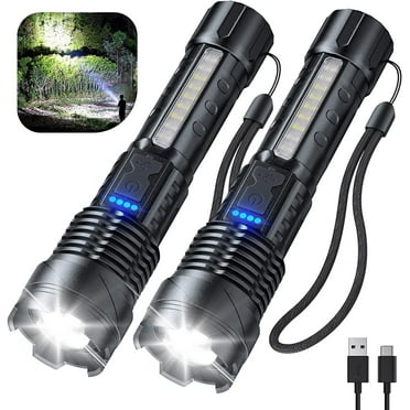 Flashlight High Lumens Rechargeable 2 Pack, 980000 Lumen Super Bright Led Flashlights with 7 Light Modes, IPX6 Waterproof, Powerful Handheld Flash Light for Camping Home Emergencies