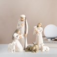 thumbnail image 2 of Juego de figuras decorativas navideñas: estilo esculpido con José, María sosteniendo al Niño Jesús, un burro y un cordero para decoración navideña y de Nochebuena, 2 of 5