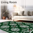 thumbnail image 2 of ODIKA 2'x3' Machine Washable Non-Slip Area Rug, Snowflake Medallion Christmas Tree Branch Motif Decorative High Traffic Rug with Pad, Green, 623312, 2 of 8