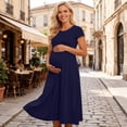 thumbnail image 6 of FchengtaiS Maternity Maxi Dress Short Sleeve Crewneck Pregnancy Dresses Summer Casual Loose Maternity Outfits for Baby Shower, 6 of 6