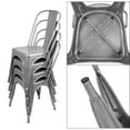 thumbnail image 3 of Lacoo Metal Dining Chair Indoor-Outdoor Use Stackable Classic Trattoria Chair Chic Dining Bistro Cafe Side Metal Chairs Set of 4 (Sliver), 3 of 7