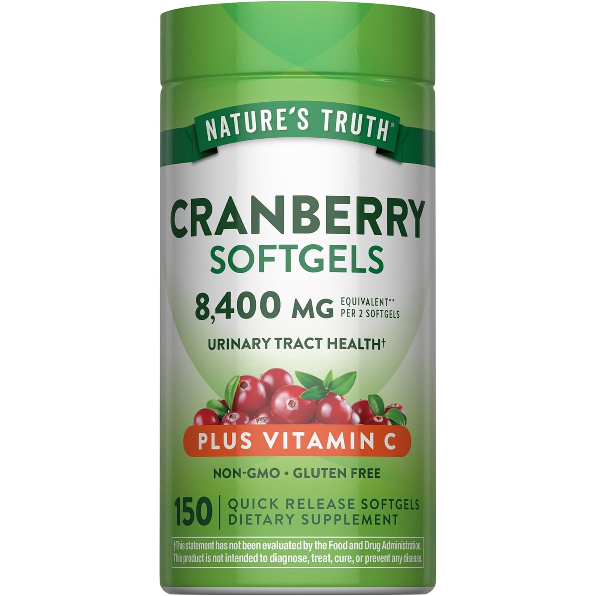 Cranberry with Vitamin C Softgels | 8400mg | 150 Pills | For Men and Women | by Nature's Truth