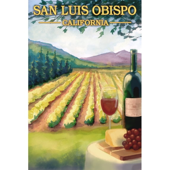 San Luis Obispo, California, Wine Country (16x24 Giclee Gallery Art Print, Vivid Textured Wall Decor)