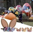 thumbnail image 5 of Zhaomeidaxi Easter Cloth Bunny Ear with Flowers Easter Day Festive Headband Lovely Rabbit Ear Shape Hairband Decor Beautiful Fine Knitted Cloth Headband Decor for Home Party, 5 of 9