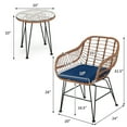 thumbnail image 2 of Gymax 3PCS Rattan Patio Conversation Set Bistro Chat Set w/ Navy Cushions, 2 of 10