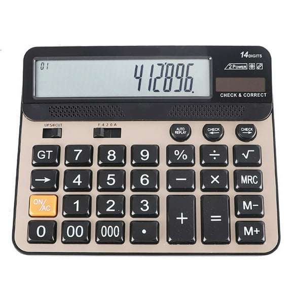 Apooke Desktop Calculator 14 Digit with Large LCD Display and Sensitive Button Solar and Battery Dual Power Standard Function