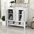 thumbnail image 2 of 36" Bathroom Vanity with Ceramic Basin, Bathroom Storage Cabinet with Two Cabinets and Drawers, Modern Bathroom Cabinet with Open Shelf, Solid Wood Frame, White, 2 of 9