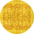 thumbnail image 1 of Ahgly Company Indoor Round Abstract Yellow Modern Area Rugs, 5' Round, 1 of 4