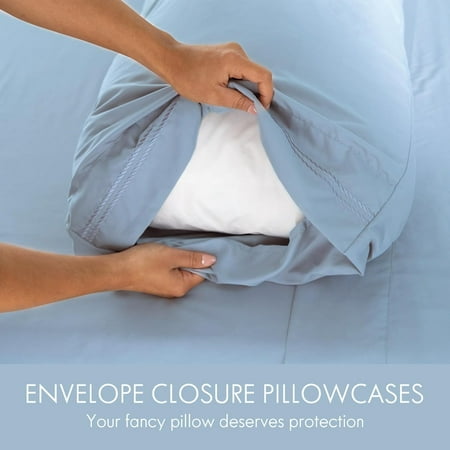 ClevaHome Queen Size Sheet Set - 4 Piece (TWIN, Chambray Blue)