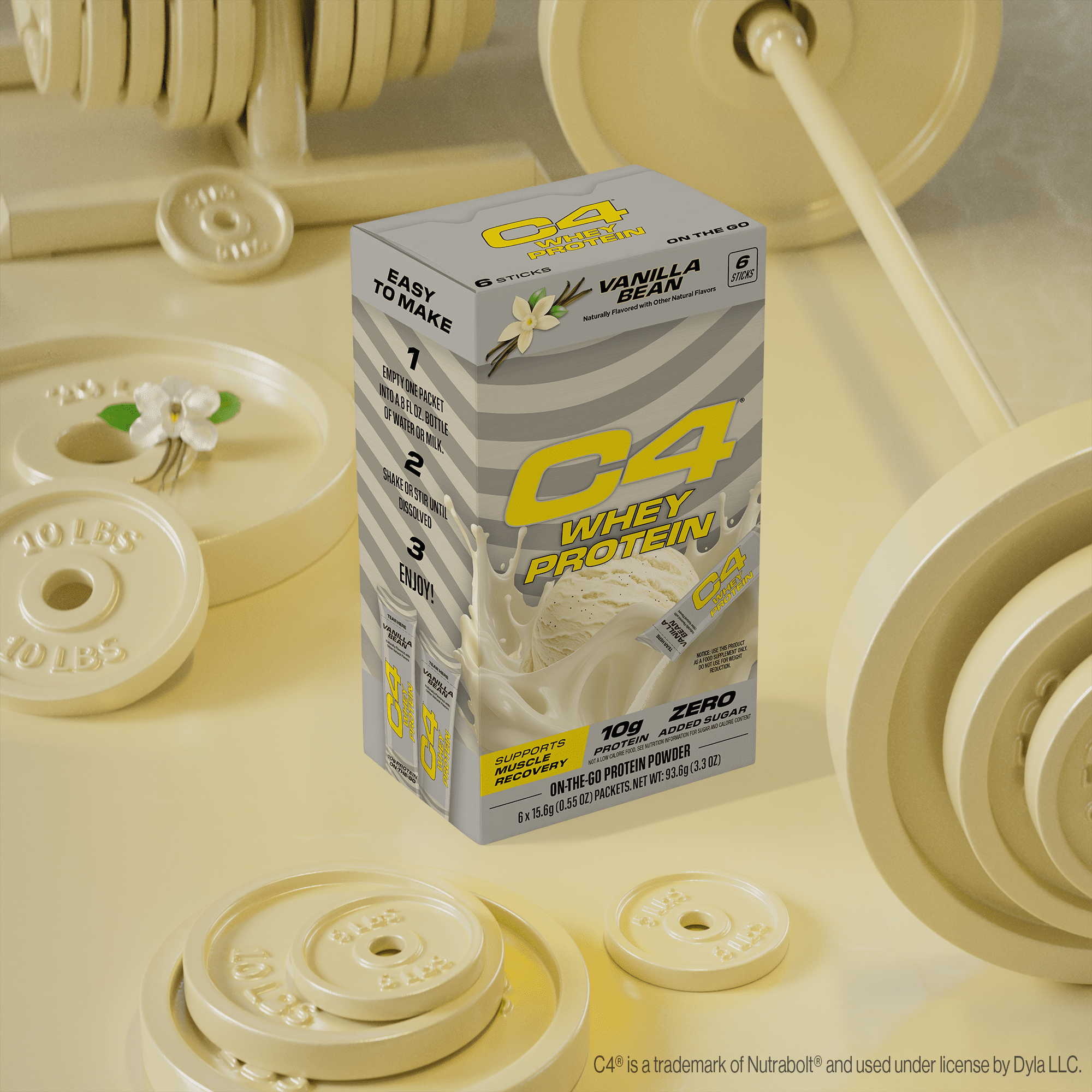 C4 Drink Mix Vanilla Bean Protein, 6 Powder Stick Packs