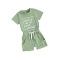 thumbnail image 2 of Musuos Toddler Boys Summer Outfits 3 6 12 18 24Months 3Years Letter Print Short Sleeve Crew Neck T-Shirt and Drawstring Shorts, 2 of 10