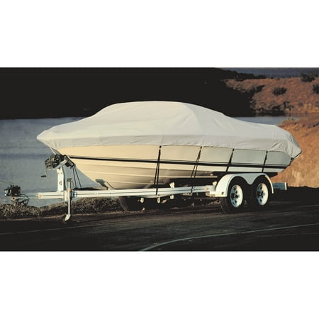 - Taylor Acrylic Coated Polyester Gray Hot Shot Fabric BoatGuard Boat Cover with Storage Bag and Tie-Downs, Fits 17' to 19' Tournament Style Bass, Up to 96