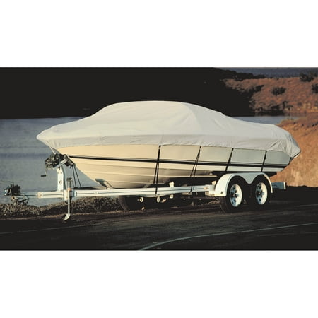 Taylor Acrylic Coated Polyester Gray Hot Shot Fabric BoatGuard Boat Cover with Storage Bag and Tie-Downs, Fits 17' to 19' Tournament Style Bass, Up to 96