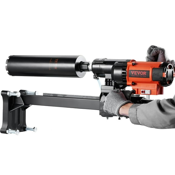 VEVOR Diamond Core Drilling Machine, 8in Wet&Dry Concrete Core Drill Rig with Stand, 750RPM Speed & 1-1/4" 5/8" Thread & Lifting Handle, 8in Drilling Diameter for Concrete Brick Block Stone, 2500W,