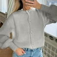 thumbnail image 6 of Womens Oversized Cardigans Button up Long Lantern Sleeve Knit Sweaters Casual Soft Fall Jacket Outerwear New Womens Cardigans Lightweight Gray M, 6 of 7