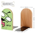 thumbnail image 2 of Invader Zim Bookends Wood Book Divider Decor Shelves Non-Skid Book Stand 2 Pieces For Classroom Dormitory Bookshelf Office Home, 2 of 7