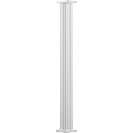 8  x 10  Endura-Aluminum Column  Round Shaft (For Post Wrap Installation)  Non-Tapered  Fluted  Gloss White Finish w/ Capital & Base