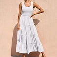 thumbnail image 3 of Zpanxa Women's Sleeveless Round Neck Boho Dress Solid Color Flowy Casual Summer Maxi Dress, 3 of 7