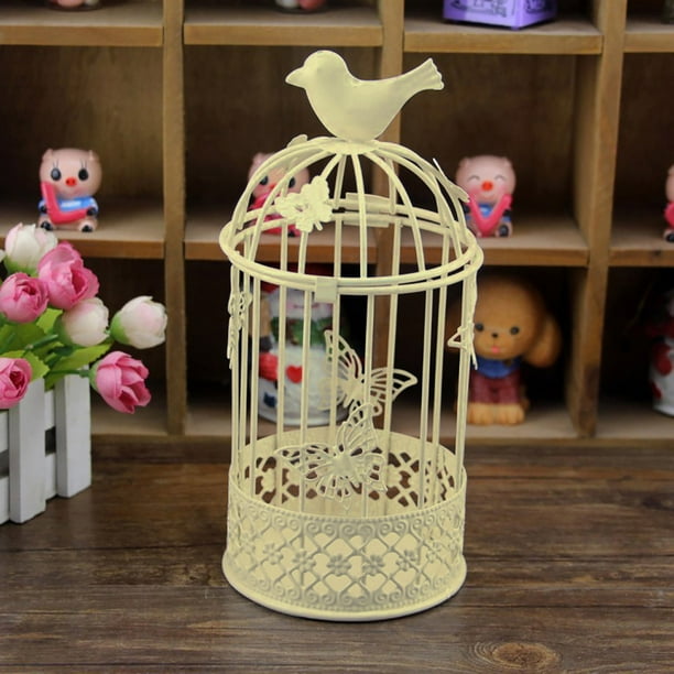 Farol Colgante Hueco para Velas de Té, Estilo Jaula de Pájaro Vintage Forjada