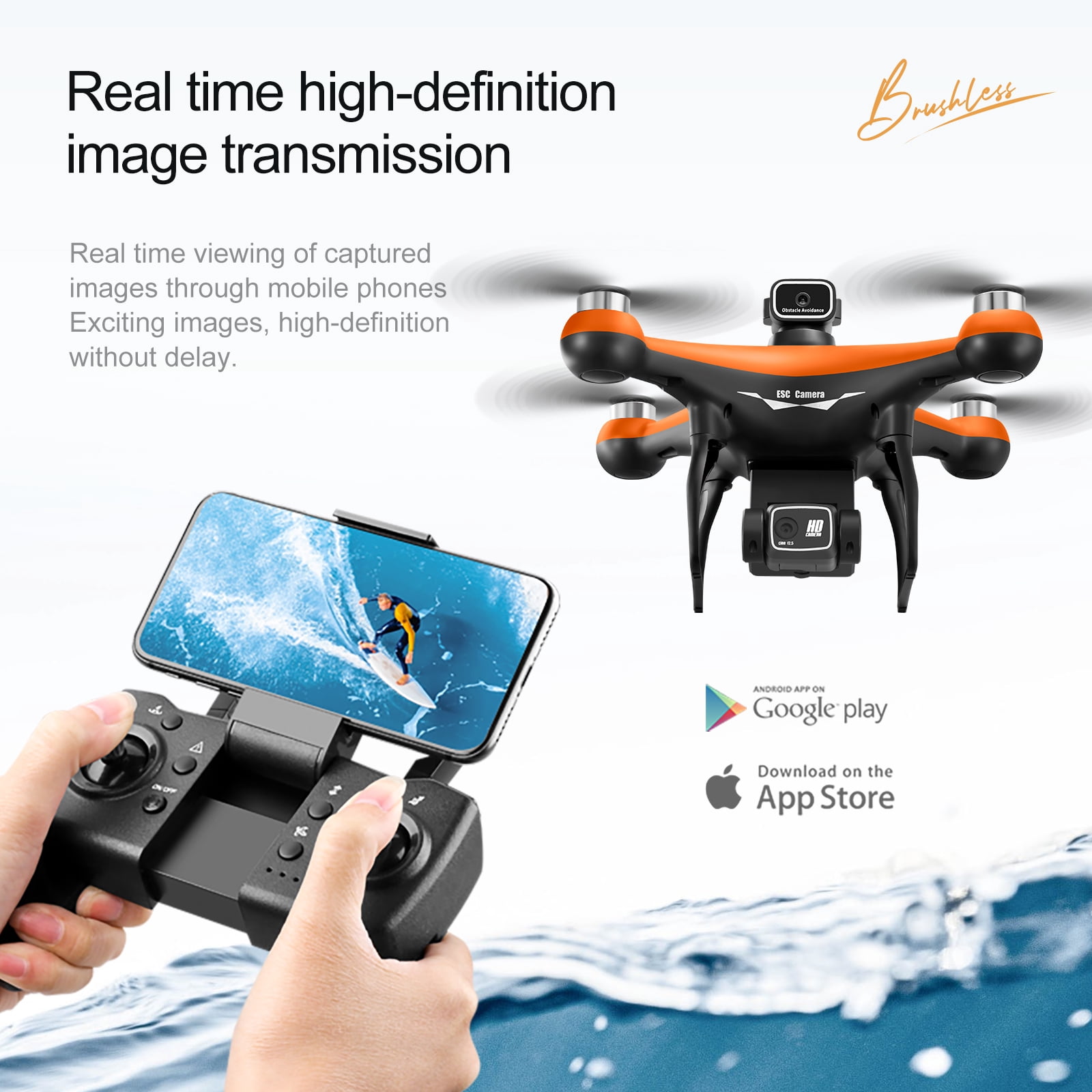 S116 Max Drone with Camera,  HD FPV Drone , RC Quadcopter with Brushless Motor, Obstacle Avoidance, Waypoint Fly, One Key Take Off/Landing, 2 Batteries