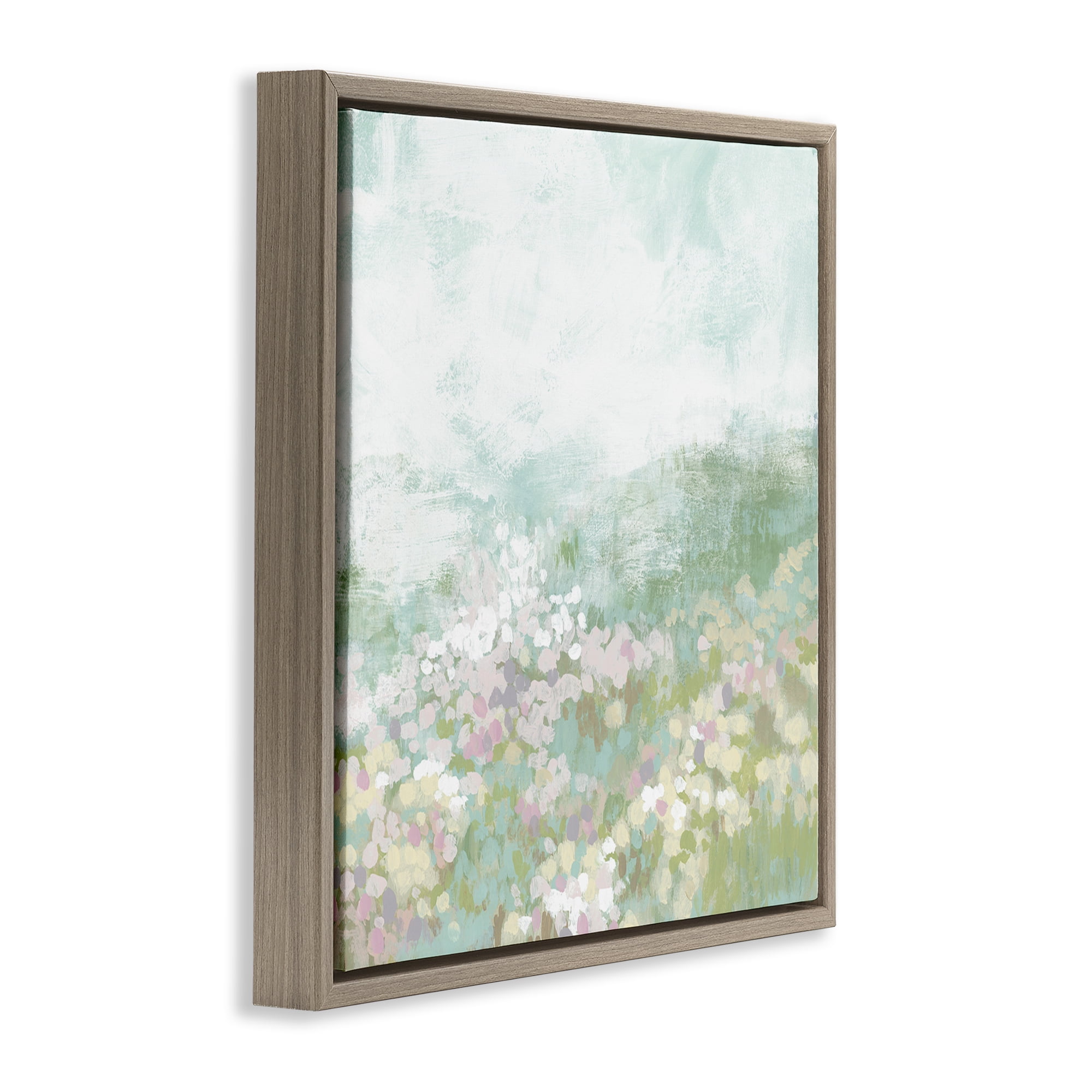 Stupell Industries Rural Meadow Impression Landscape Painting Brown Floater Framed Canvas Art Print Wall Art, 25 x 25