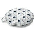 thumbnail image 1 of Sailing Round Floor Cushion with Handle, Repetitive Waves Sea Sailboat Seagulls Simplistic Illustration, Decorative Pillow for Living Room & Dorms, 18" Round, Dark Violet Blue White, by Ambesonne, 1 of 4