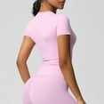 thumbnail image 5 of jtjvou Women’s 2 Piece Workout Set – Short Sleeve T-Shirt & High Waist Shorts Activewear for Yoga, Gym & Running Pink L, 5 of 6