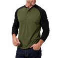 thumbnail image 3 of SUNSIOM Men's Spring Autumn Casual T-shirts Long Sleeve Round Neck Contrast Color Button Up Tops, 3 of 7